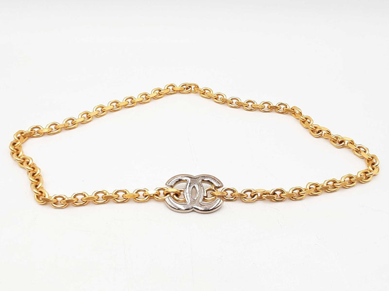 Chanel Cc Logo Silver-tone Belt Buckle & Gold-tone Chain Belt Fw0725ixzdu