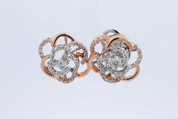 Approx. 0.7ctw Diamond Stud Earrings 14k White & Rose Gold 11 Grams Eb0125rrxdu