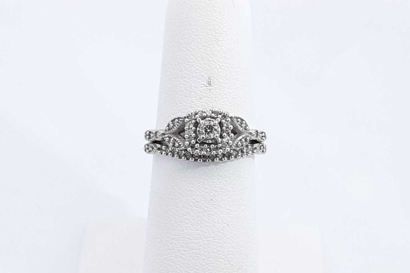 Approx. 0.55ctw Diamond Engagement Set 10k White Gold 3.5g Size 5.5 Eb0824lrxsa