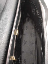 Mcm Black Leather Flap Top Handle Crossbody Satchel Bag Eb0926lxzsa