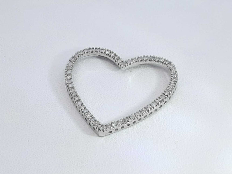 0.58 Cttw Diamond & 10k White Gold Open Heart Pendant 2.6 Grams Fw0625lrzdu