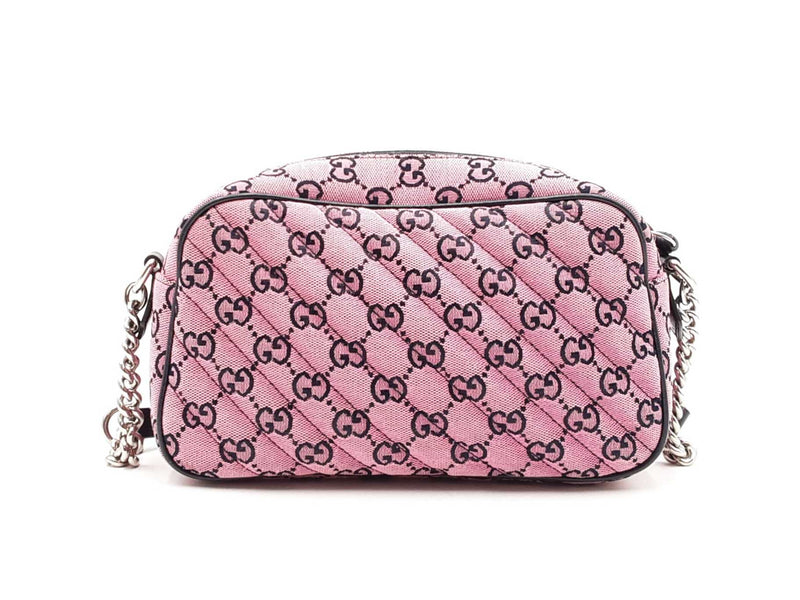 Gucci Gg Marmont Diagonal-quilted Canvas Shoulder Bag In Pink Fw0825ozxdu