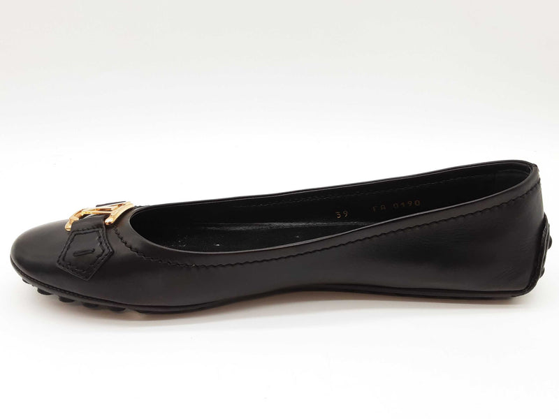 Louis Vuitton Black Leather Flats Size Eu 39 Do0925oxzde