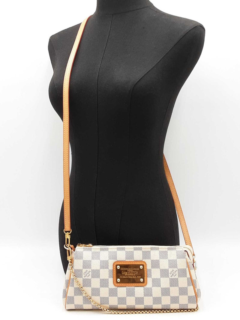 Louis Vuitton Eva Convertible Clutch In Damier Azur Coated Canvas Fw1125wordu