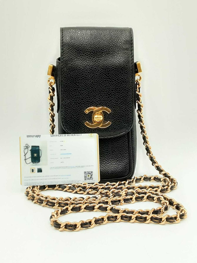 Chanel Quilted Caviar Leather Chain Crossbody Phone Holder Fw1224crxdu