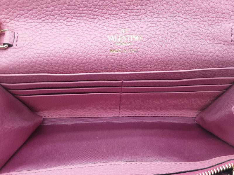 Valentino Garavani Rockstud Pink Calfskin Wallet Sd0925ozxde