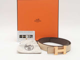 Hermes Constance Reversible Belt White 24 Mm Aa0126erzsa