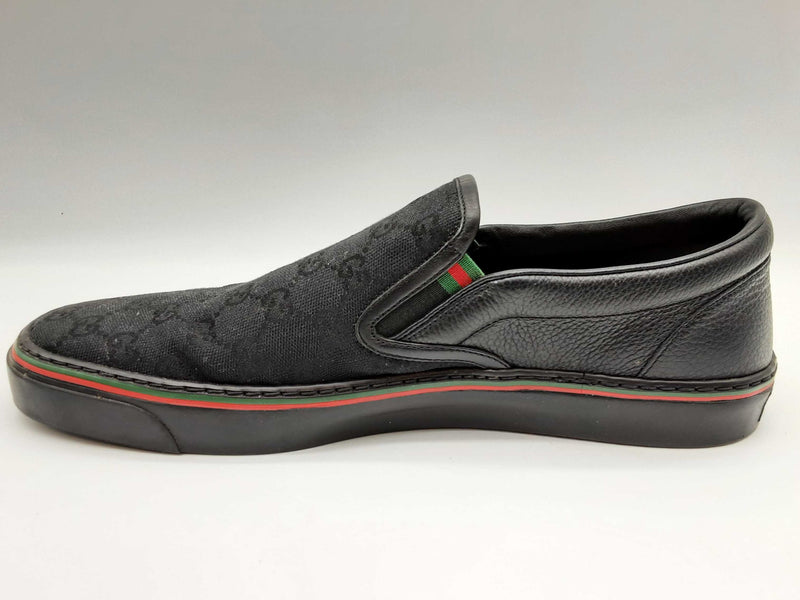 Gucci 212225 Black Monogram Gg Canvas Slip On Shoes Size Uk 9.5 Mens Do1024ixde