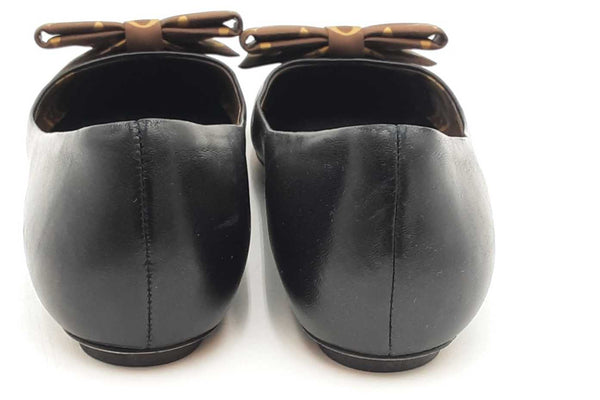 Louis Vuitton Popi Black Leather Ballet Flats Size 38.5 Eb1125lxzsa