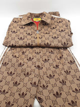 Gucci X Adidas Gg Trucker Suit Set Brown Size Medium Aa0825pezsa