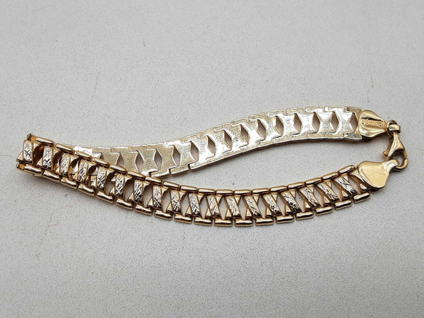 10k Two-tone Yellow White Gold 7.2g Bracelet 7.5 In Do1224oerde