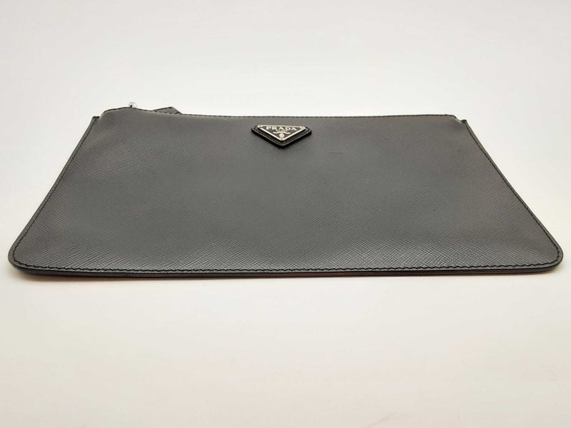 Prada Black Saffiano Leather Zip Clutch Do0125lrxde