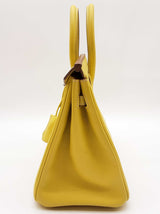 Hermes Birkin 25 Candy Lime Yellow Epsom Gray Interior Handbag Do0525lixzxde