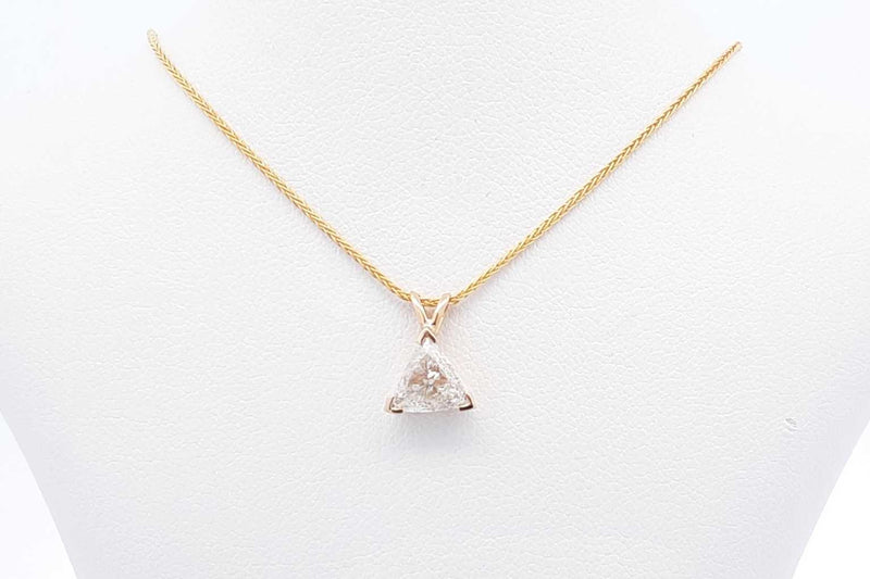 Approx. 0.5ctw Trillion Cut Diamond 14k Yellow Gold Pendant & Chain Eb1124pxzsa