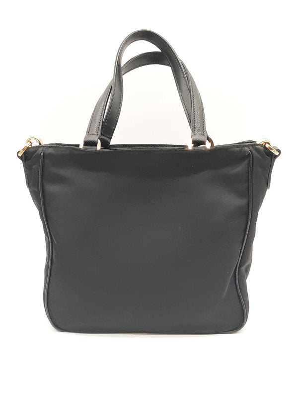 Prada Saffiano Trimmed Tessuto Nylon Black Handbag Sd0825pzxde