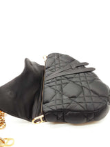 Christian Dior X Erl Black Satin Quilted Cannage Saddle Bag Eb0926opxzde