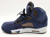 Air Jordan Fd6812-400 Retro 5 Midnight Navy Suede Canvas Shoes Size 8 Do1024wxde