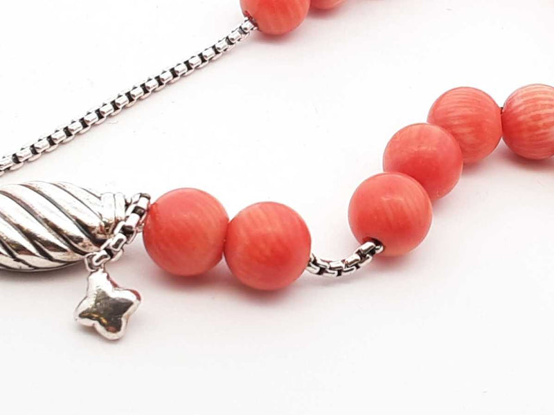 Davidn Yurman Coral Spritual Beads Bracelet With 925 Clasp 18.8g Eb0724lorsa