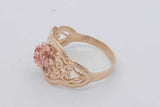 14k Yellow Gold Filigree Ring With Rose Gold Flower 2.8g Size 6.25 Eb0426lexsa