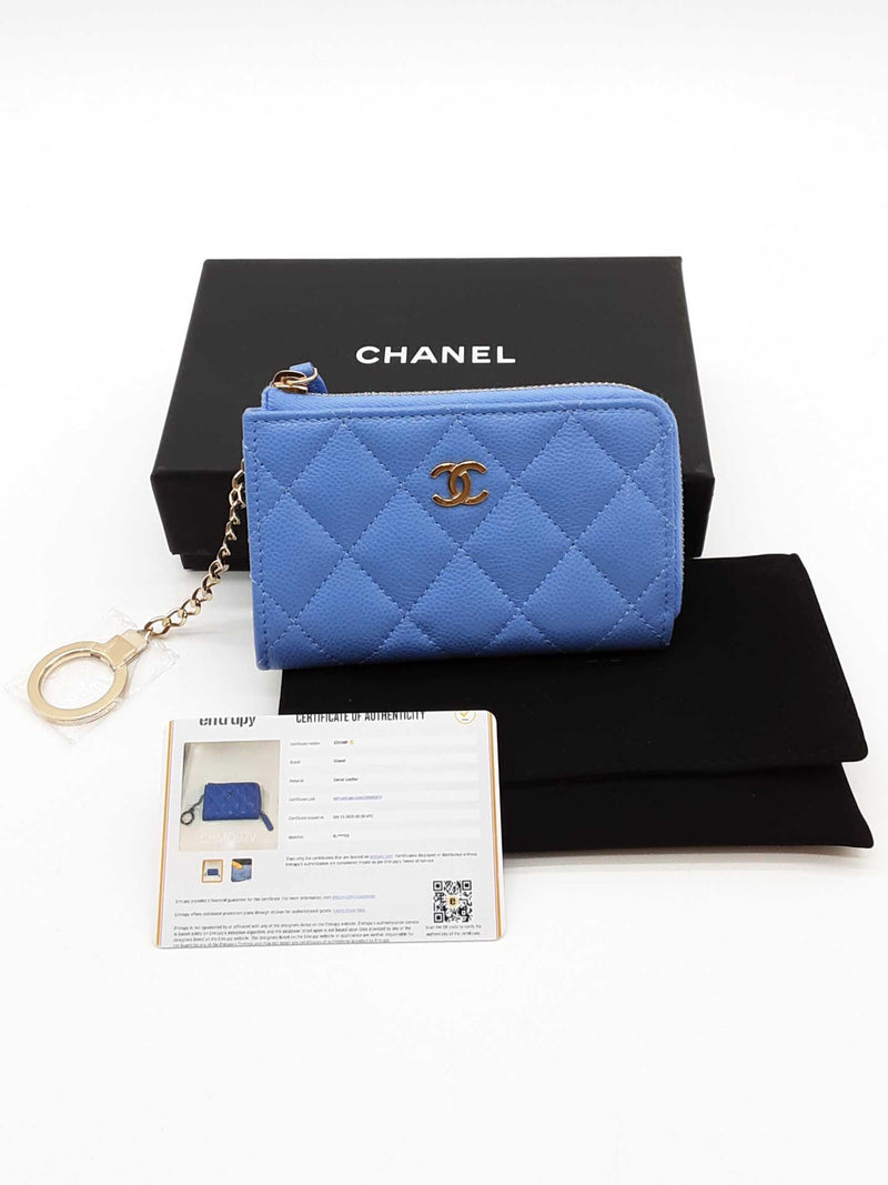 Chanel Blue Quilted Caviar Zip Coin Wallet Eb1125wcrde