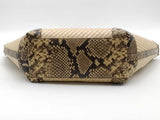 Michael Kors Izzy Straw Tote Bag With Snake Print Beige Aa1026wzsa