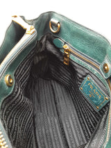 Prada Vitello Teal Leather Tote Bag Eb0526iixde