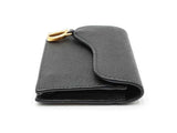 Christian Dior Saddle Bloom Card Holder In Black Grained Leather Fw0726lwrdu