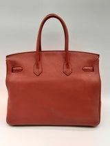 Hermes Birkin 35 Rouge Grenat Red Clemence Palladium Handbag Do0323crxzde