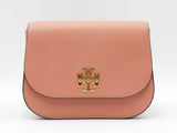 Tory Burch Britten Small Saddle Bag In Pink Pebbled Leather Fw0826lxzdu