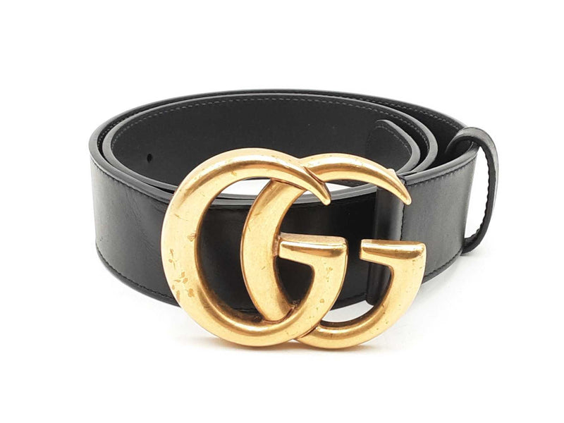 Gucci Marmont Black Leather Belt With Gold Tone Gg Buckle Fw1224oxzsa