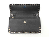 Valentino Garavani Rockstud Flap Wallet With Chain In Black Leather Fw0925pzxdu