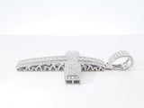 4.15 Cttw Diamond & 14k White Gold Cross Pendant 11.9 Grams Fw0826lsxzdu