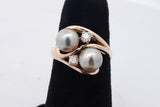 Pearl & Diamond Ring In 14k Yellow Gold 4.7 Grams Size 6.5 Eb0826wrxsa
