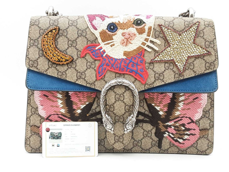 Gucci Gg Supreme Embroidered Dyonysus Cat Multi-color Handbag Aa0525ixzsa