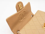 Chanel Classic Mini Square Flap Bag In Tan Diamond-quilted Leather Fw1225lxzxdu
