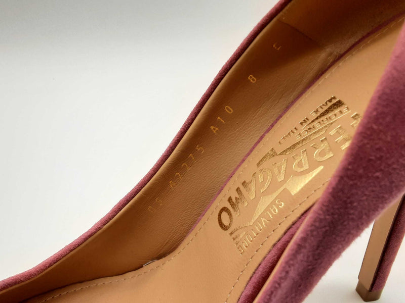 Salvatore Ferragamo Susi 100 Pink Suede Heels Size 8 Lh1223crde