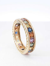 Rainbow Sapphire Eternity Band In 14k Yellow Gold 6 Grams Size 9 Fw1025lerdu