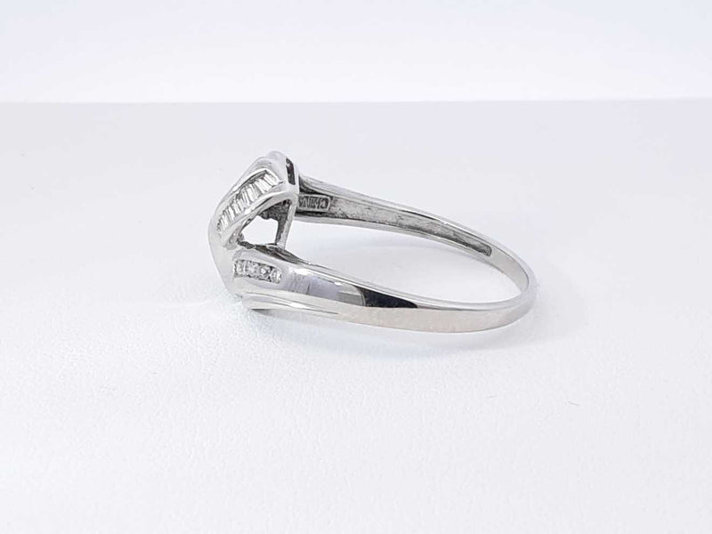 0.26 Cttw Diamond & 14k White Gold Swirl Ring 4 Grams Size 11 Fw0925lczdu9