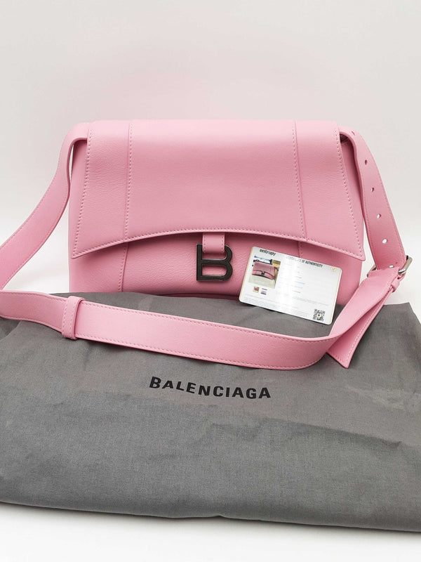Balenciaga Downtown Small Soft Hourglass Pink Leather Shoulder Bag Eb1024pcrdu