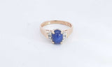 14k Yellow Gold Ring With Blue Stone & Diamonds Size 6.25 3.13 Grams Eb0324lxzsa