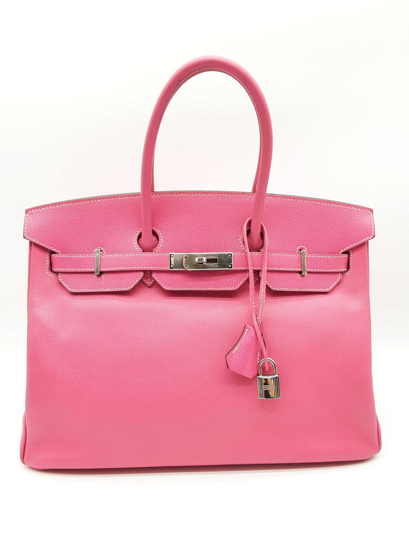 Hermes Birkin 35 Fuschia Pink Epsom Palladium Hardware Handbag Do0724crxzde