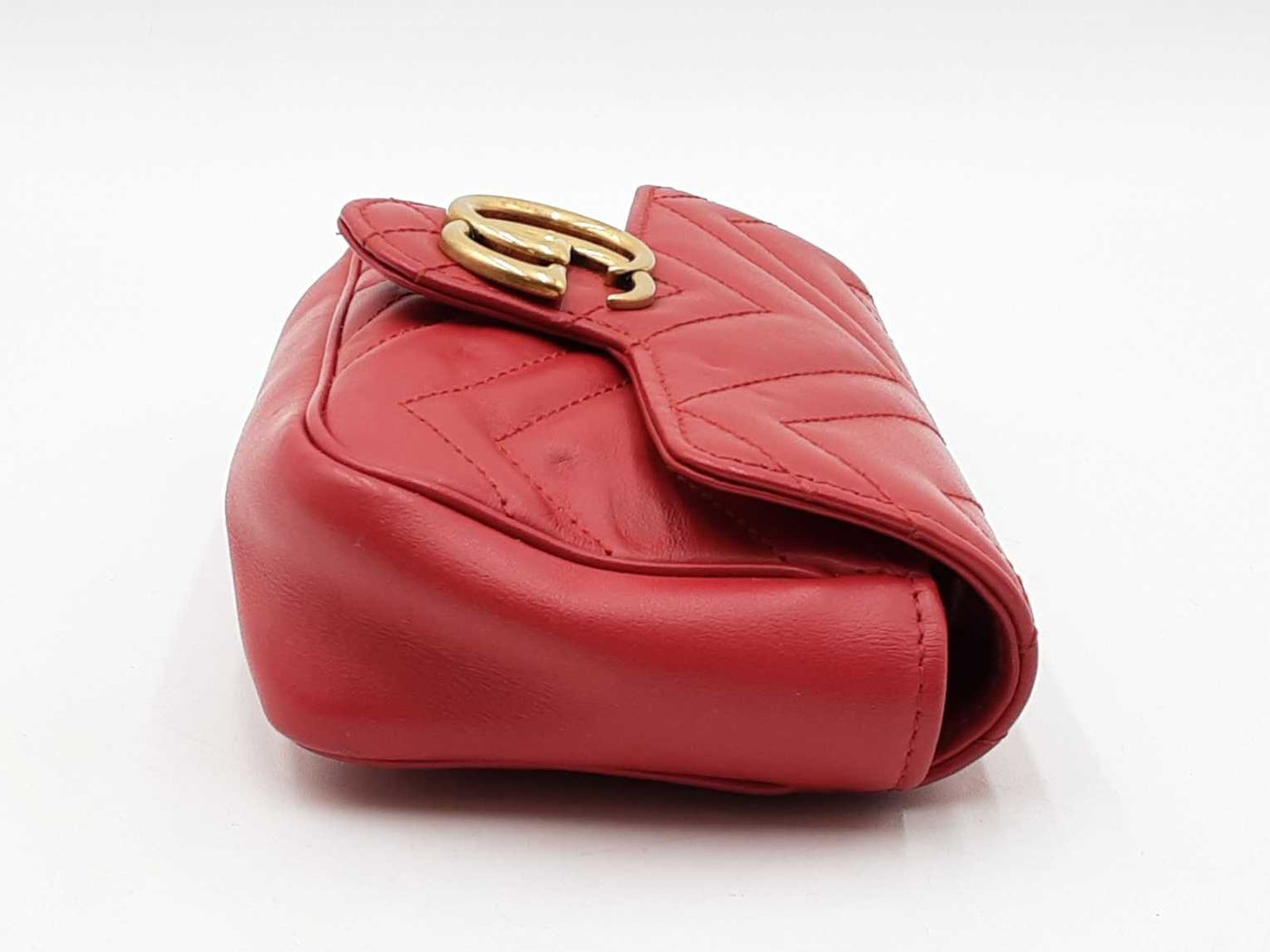 Gucci Super Mini Marmont Bag In Hibiscus Red Matelassé Leather