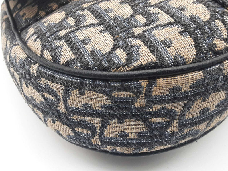 Christian Dior Saddle Tan Navy Oblique Logo Canvas Crossbody Bag Do0425loxzde