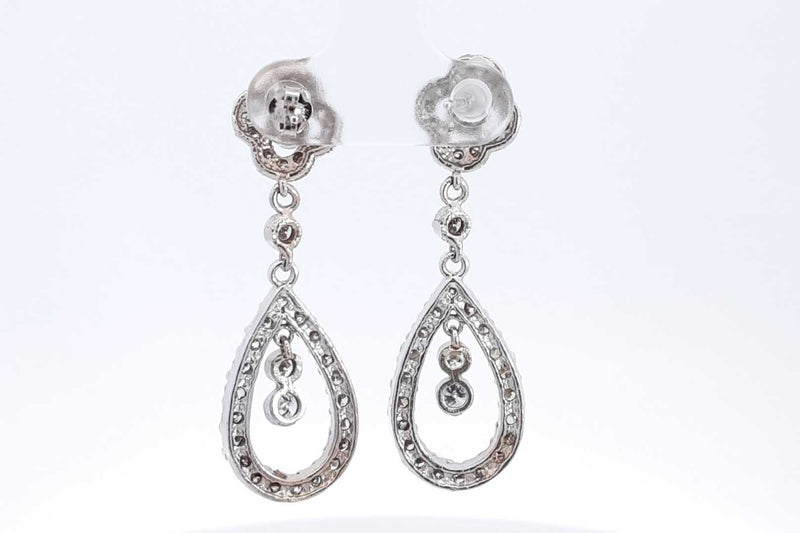 Approx. 2.64ctw Diamond Dangle Earrings In 14k White Gold 7.3 Grams Eb0924rrxsa