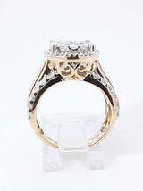 2.0 Cttw Diamond & 10k Yellow Gold Double Halo Ring 7.1 Grams Size 6.5 Fw0826irxdu