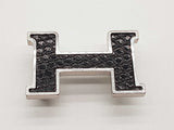 Hermes H Noir Black Lizard Leather Palladium 13mm Small Belt Buckle Do0126prxde