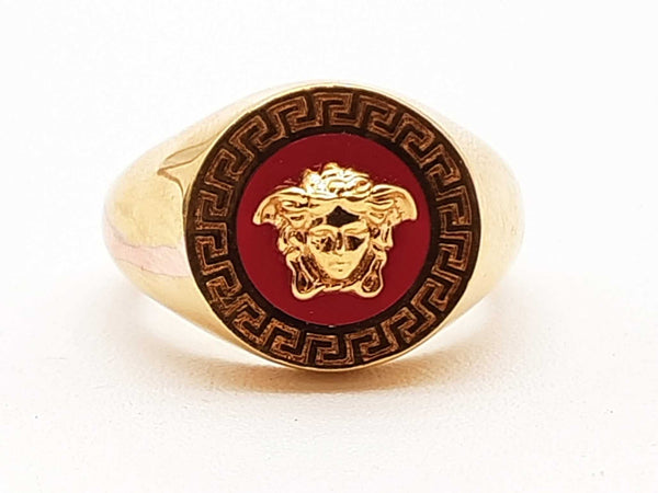 Versace Medusa Red Enamel Ring Size 7 Do0625lxzde