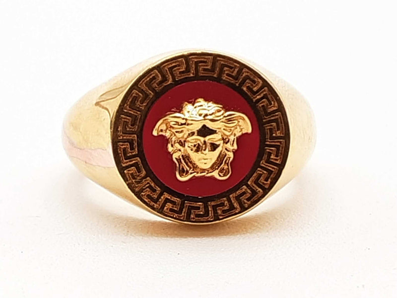 Versace Medusa Red Enamel Ring Size 7 Do0625lxzde