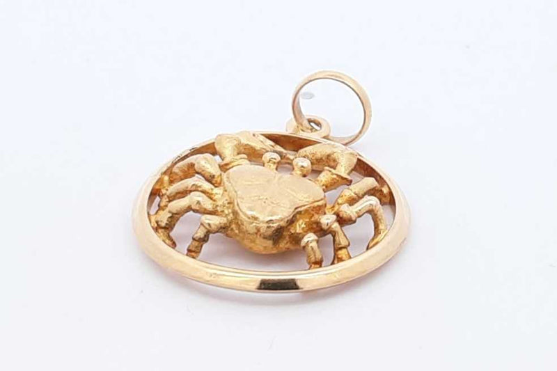 18k Yellow Gold Cancer Zodiac Pendant 7.2 Grams Eb1024woxsa