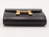 Hermes Constance Compact Black Box Calf Ghw Wallet Aa0126wxzxsa